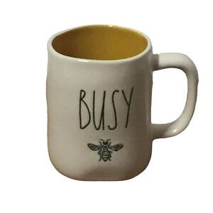 Rae Dunn Mug "Busy Bee" Ceramic Coffee Mug With Yellow Interior NWOT